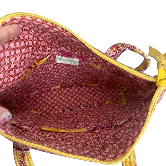 Vera Bradley Bali Gold Pink Libby Floral Small Tote Shoulder Bag Quilted Casual - Picture 7 of 8